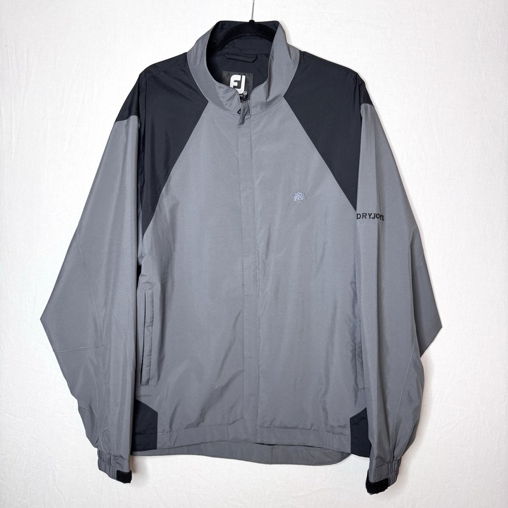 FJ Dryjoys Rain Jacket Sz XL Full Zip John's Island Golf Gray Black Mesh Lining